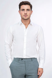 regular italyan yaka diagonal beyaz gömlek